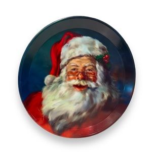 BURTON + BURTON Acrylic Santa Claus Round Christmas Platter Plate Serving Tray